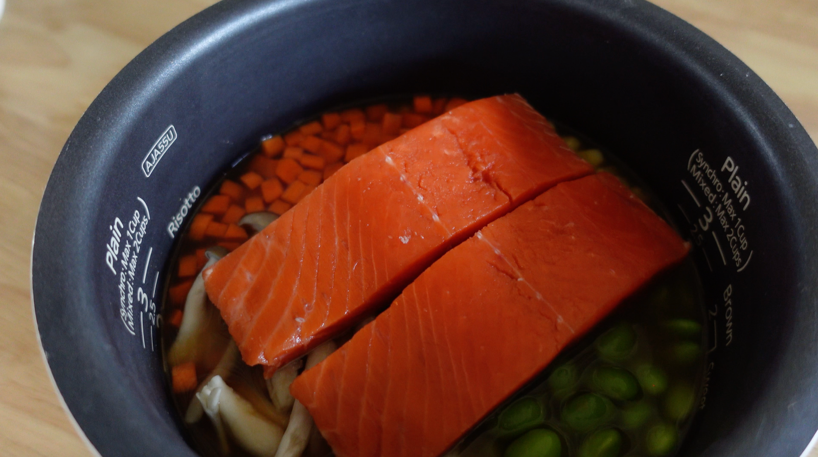 One Pot Rice Cooker Soy Miso Salmon Rice